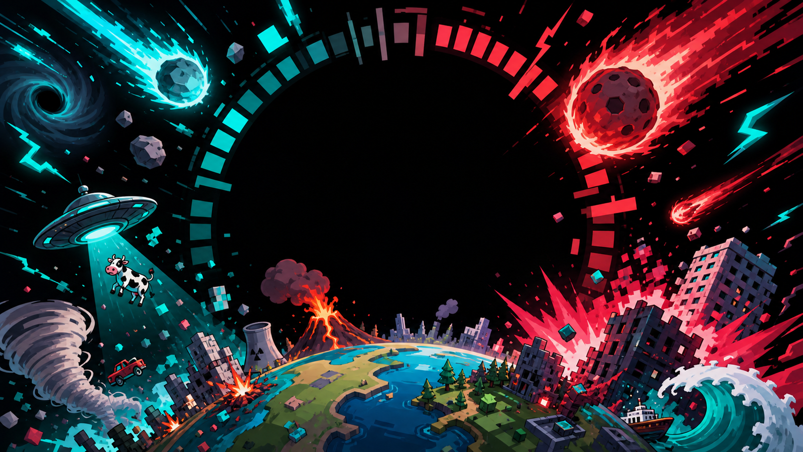 Arcade planet chaos artwork for Ruin the World in 15 Seconds